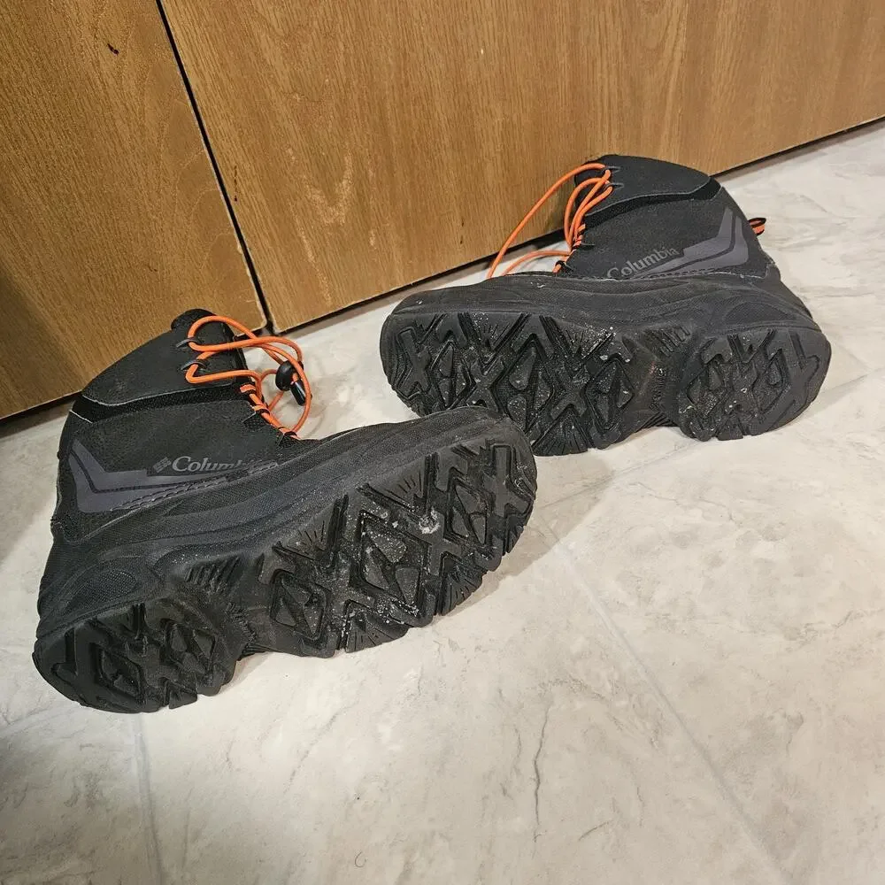 Columbia Bugaboot Size 7Y Black Orange Waterproof Winter Snow Boots BY5957-010